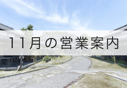 11月の営業案内のお知らせ