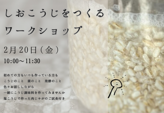 【ワークショップ】第4回「しおこうじをつくる」2月開催のお知らせ